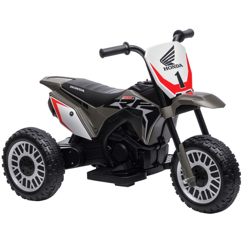 Homcom - Moto Cross électrique enfant 3 roues licence officielle Honda crf 450 r v. max. 3 Km/h fonctions sonores gris