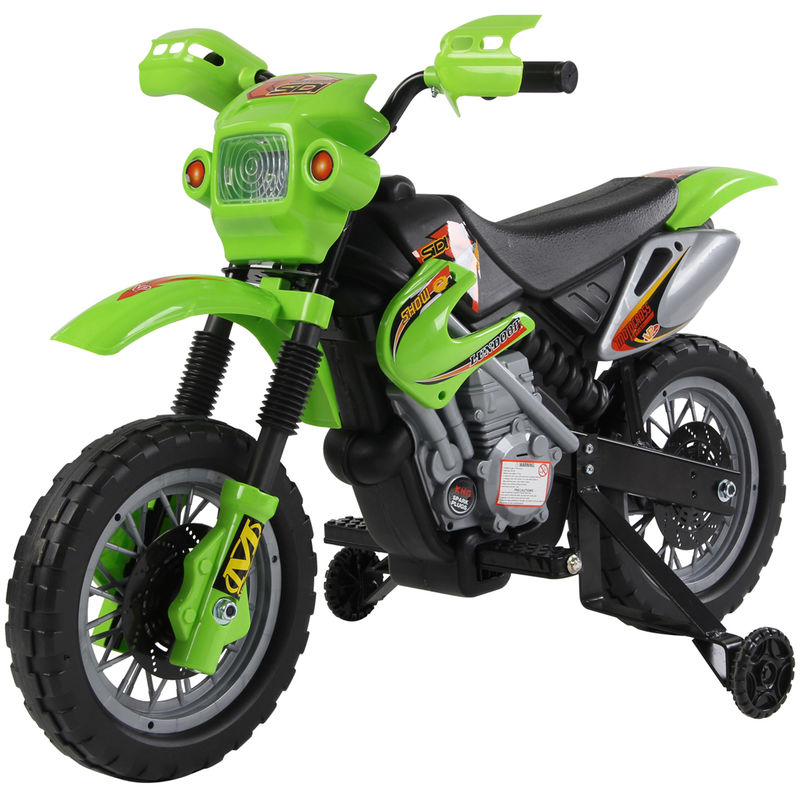 Homcom - Moto Cross électrique enfant 3 à 6 ans 6 v phares klaxon musiques 102 x 53 x 66 cm vert et noir - Vert