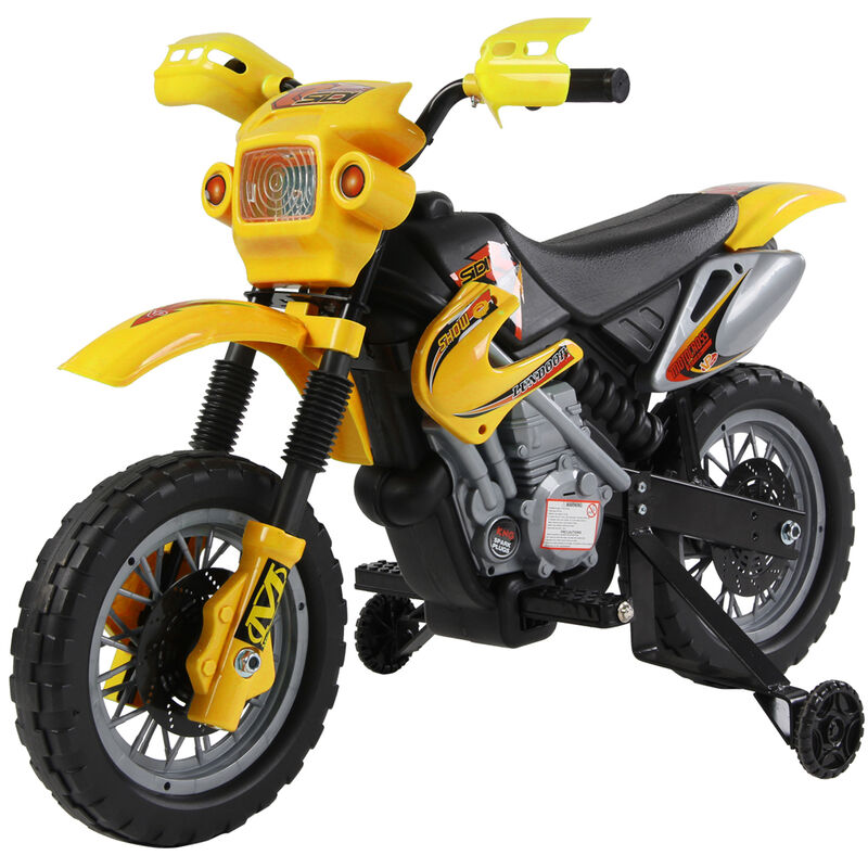 Homcom - Moto Cross électrique enfant 3 à 6 ans 6 v phares klaxon musiques 102 x 53 x 66 cm jaune et noir - Jaune