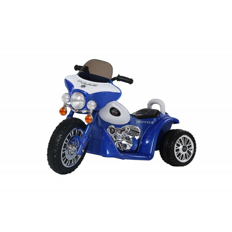 

Moto de Policía Eléctrica 20W para niños - 80L x 43l x 54.5H cm - 3 ruedas, marcha delant./tras., focos , sonido - Azul