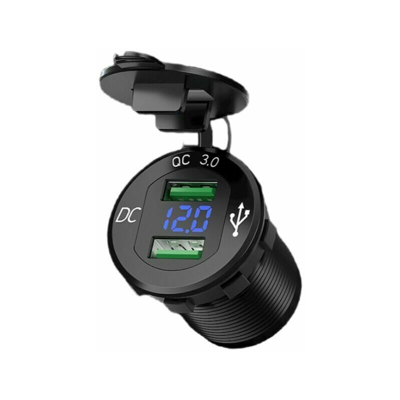 Moto double prise USB chargeur de voiture adaptateur de prise de courant marine prise allume-cigare étanche 2.1A Charge rapide avec voltmètre LED