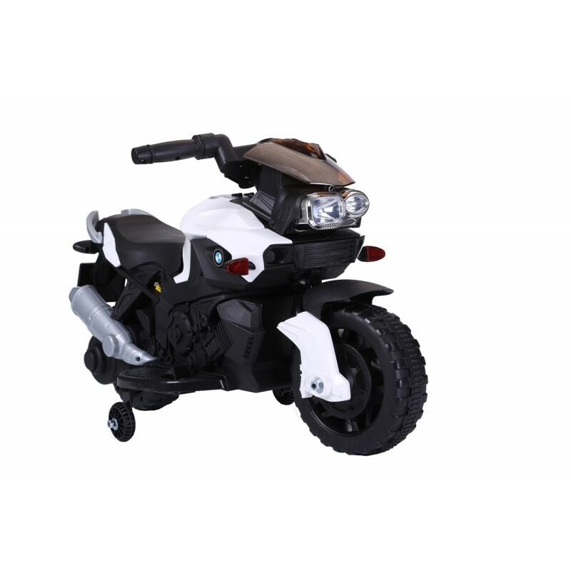 

Moto Eléctrica 20W para niños-90Lx42lx58Hcm-Ruedas de apoyo, focos funcionales, sonido con efectos. - Blanco
