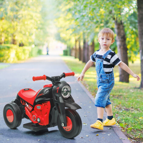 Moto Eléctrica para Niños de +2 Años con Función de Soplar Burbujas Faros Música Velocidad 3 km/h Carga 30 kg Rojo