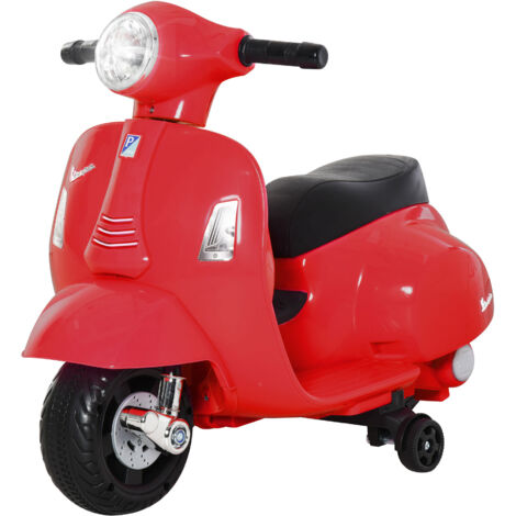 Moto électrique enfant 18-36 mois licence Vespa rouge avec phares et klaxon 66.5x38x52 cm