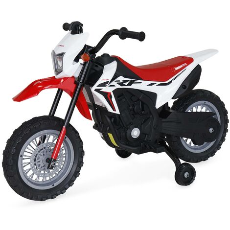 GOPLUS Moto Électrique Enfant - Batterie 12V - 2 Roues Auxiliaires