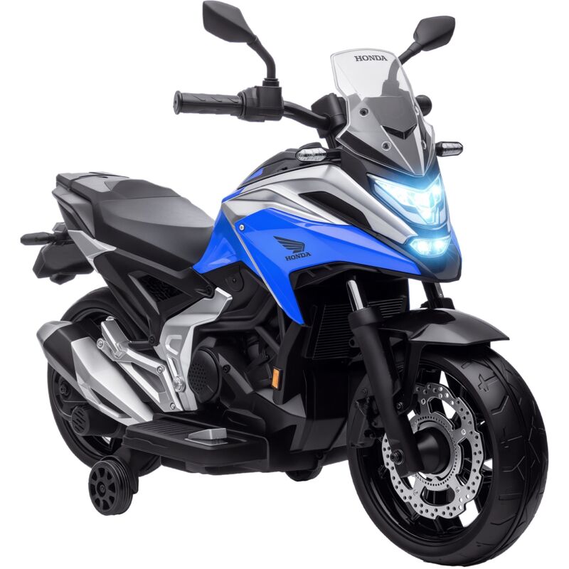 Aiyaplay - Moto électrique enfant Honda NC750x - musiques, feux av led, entrée usb MP3 jack - 2 roues support aux. - bleu