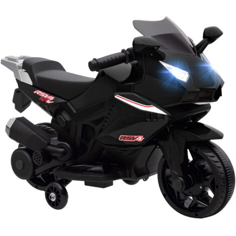 Moto électrique enfants. moto à batterie 6 V avec effets lumineux et sonores. roues d'entraînement. 75x36x49cm. noir