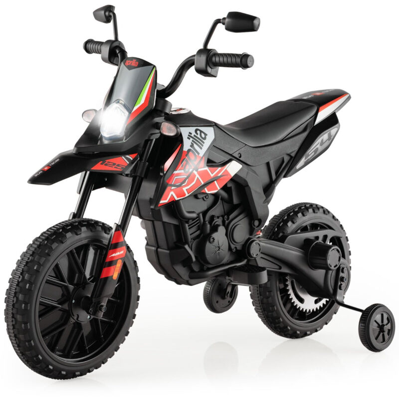 Moto électrique pour enfant 3 à 8 ans avec musique et bleutooth vitesse 5,5 - 6 km/h batterie 12v inclus charge 30 kg rouge blanc - Blanc