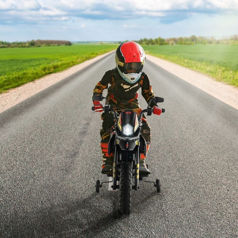 Maisonchic - Moto Électrique pour Enfant 3 à 8 Ans avec Musique et Bleutooth Vitesse 5,5 - 6 km/h Batterie 12V Inclus Charge 30 kg Rouge+Jaune CW3425