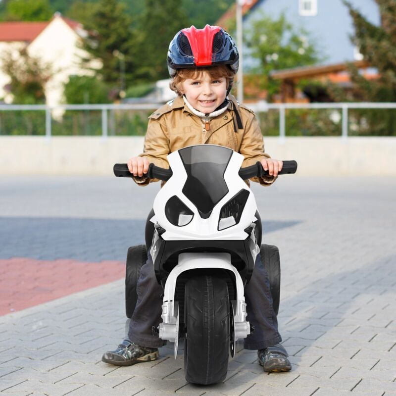 Moto Electrique pour Enfants à 3 Roues avec Phare Lumineux Musiques 6 V / 4Ah 2,5 Km/h pour Garçons et Filles 18-36 Mois Noir CW3971 DESIGN IN