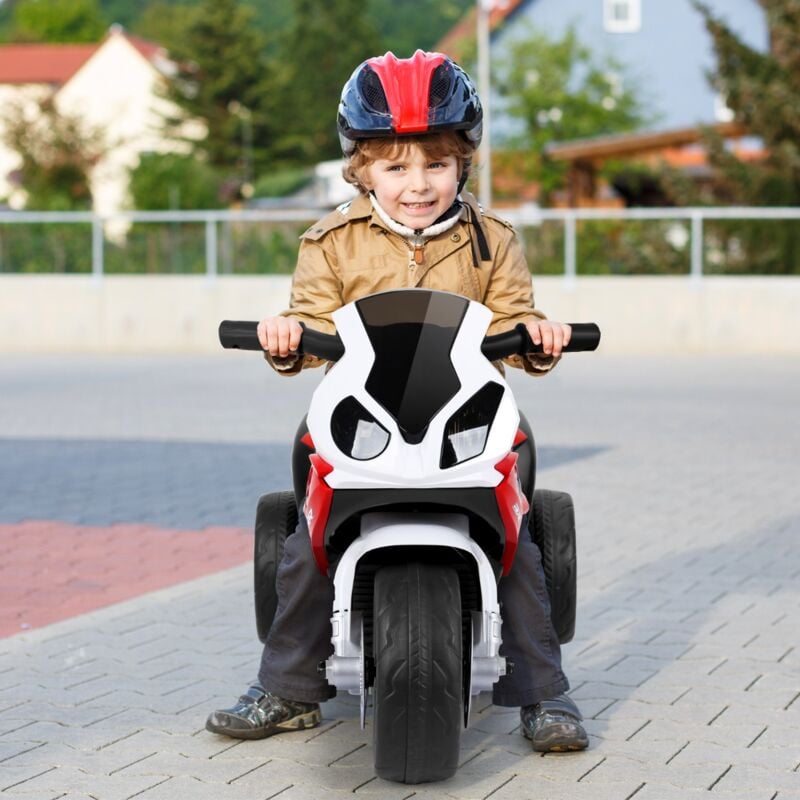 Moto Electrique pour Enfants à 3 Roues avec Phare Lumineux Musiques 6 V / 4Ah 2,5 Km/h pour Garçons et Filles 18-36 Mois Rouge CW6569 DESIGN IN
