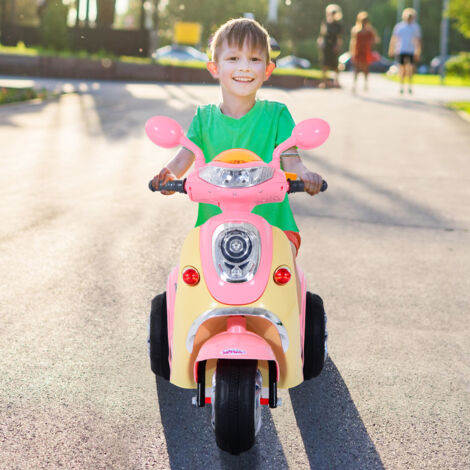 Moto électrique pour enfants. voiture électrique. véhicule pour enfants. tricycle. 6V. métal+PP. 108x51x75cm (rose+jaune)
