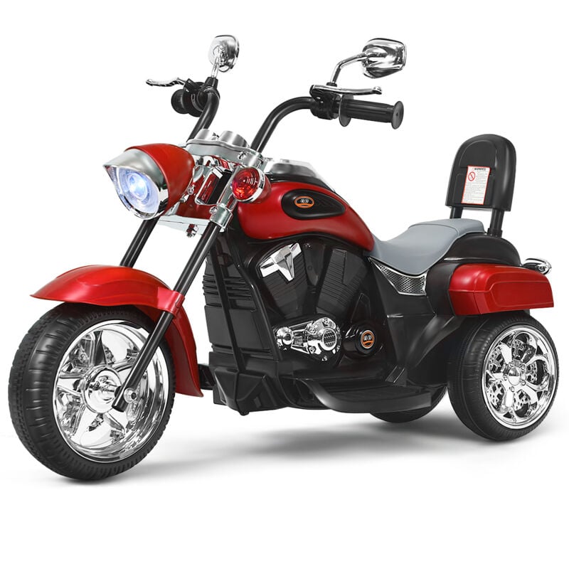 Maisonchic - Moto Électrique Scooter 3 Roues pour Enfants 6V 3 Km/h Effet Sonore et Lumineux 3 Ans + Style de Chopper Rouge CW3894 design in