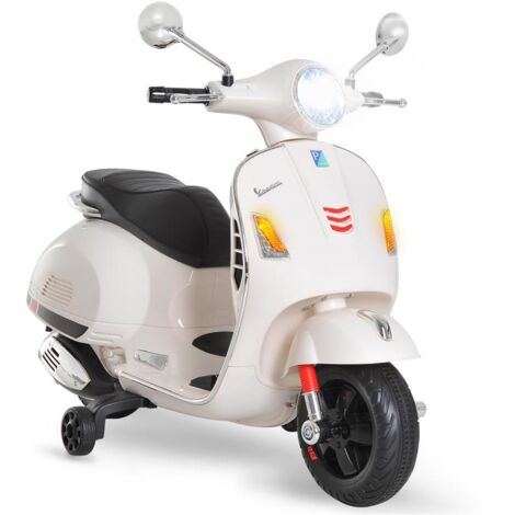 MOTO ELETTRICA PER BAMBINI DESIGN VESPA. BATTERIA 6V CON SUONI E LUCI. ETÀ 3-6 ANNI. BIANCO