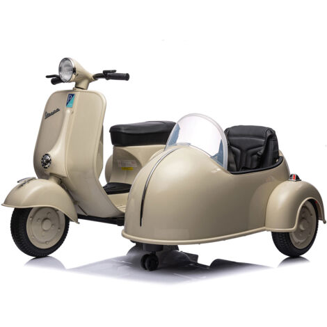 Moto Elettrica per Bambini Licenza Piaggio Vespa Sidecar 12V Crema