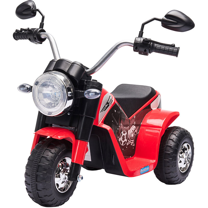 Moto électrique enfant chopper tout-terrain 6 v 20 w marche av ar 3 roues effets lumineux et sonores rouge noir - Rouge