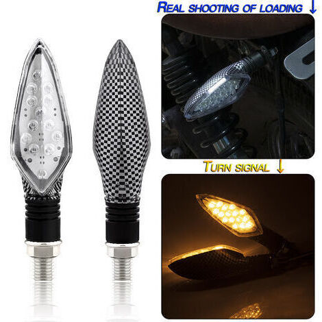 Moto LED Clignotants Clignotants Avant Arrière Indicateurs pour Moto Universal Running Light, 16LEDs, 2pcs - Serpent et Noir