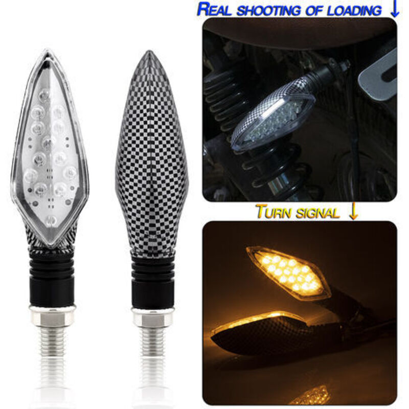 Moto LED Clignotants Clignotants Avant Arrière Indicateurs pour Moto Universal Running Light, 16LEDs, 2pcs - Serpent et Noir