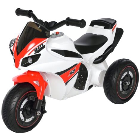 Moto pour enfants HOMCOM, tricycle à musique pour 18-36 mois, blanc, 74x39x48 cm, robuste et sécurisé pour tout-petits