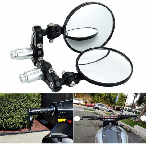 Moto Rétroviseurs Latéraux Rond Fin Convex Moto Miroir Rétroviseur de Sécurité Pliable pour Guidon de 7/8" Convient à la Plupart des Scooters, Ensoleillé