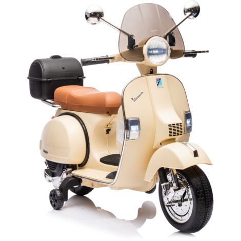 Moto Scooter Elettrico per Bambini Piaggio VESPA PX150 FULL con Parabrezza e Bauletto 12V-Avorio