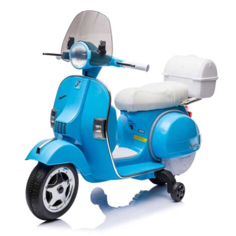 Moto Scooter Elettrico per Bambini Piaggio VESPA PX150 FULL con Parabrezza e Bauletto 12V ( Limited Edition ) Azzurro Napoli