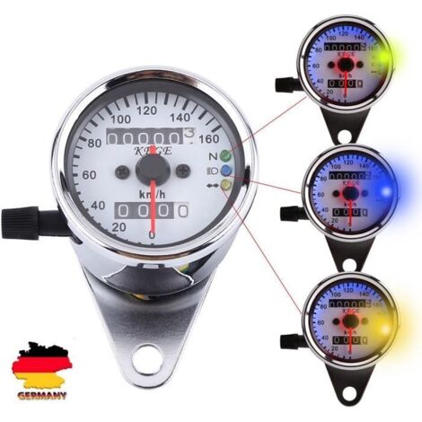 Moto Universel Double Compteur Kilométrique Jauge De Vitesse Odomètre signal de lecture KM / H LED 12V argent