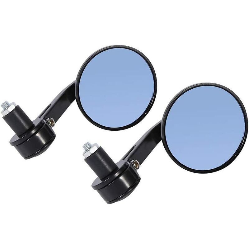Moto Vue Arrière Miroirs, 1 Paire 7/8 Universel Moto Rétroviseurs Latéraux Chromé avec Embout de Guidon Moto