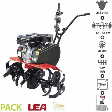 Motobeche thermique 212cc 4100W 2 vitesses fraisage 55 ou 85cm roues de transport LEA LE42212-85W11 - Noir