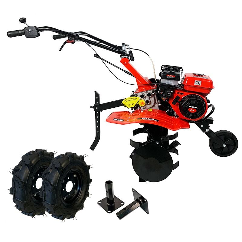 Motobineuse 7,5 cv + Roues 400x8 + Manchons