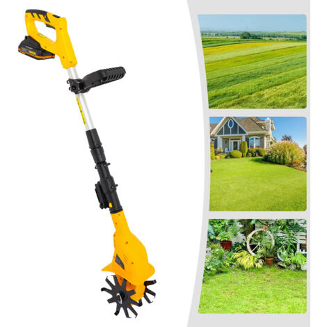 Motobineuse électrique sans fil 20V lithium, outil de culture du sol pour jardin et potager, guidon réglable, idéal pour ameublir la terre en profondeur