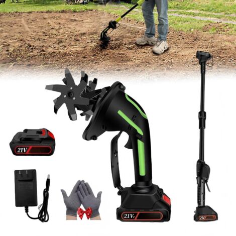 Motobineuse Sans Fil 20V (2-en-1) avec Manche Télescopique - Cultivateur Électrique Ultra-Léger pour Jardin, Potager et Désherbage - 1 Batterie Incluse