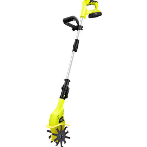 Motobineuse sans Fil 20V, Motobineuse Électrique avec 2Ah Batterie et Chargeur, Largeur Travail 10.5 cm, Profondeur Travail 25 cm, Tube Télescopique, Bineuse à Terre électrique