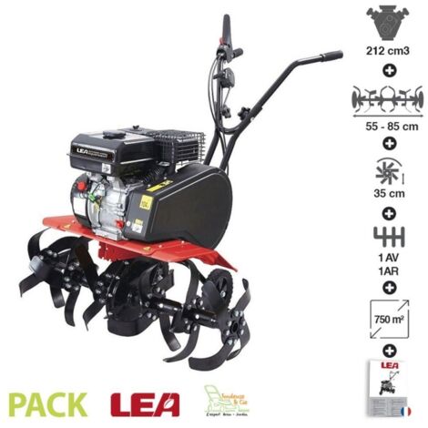 LEA – Motobineuse thermique 7,02 ch LE4221285W11 – Moteur 4 temps 212 cm3 – Largeur de travail 55/85 cm – Profondeur 35 cm – Pour potagers et jardins