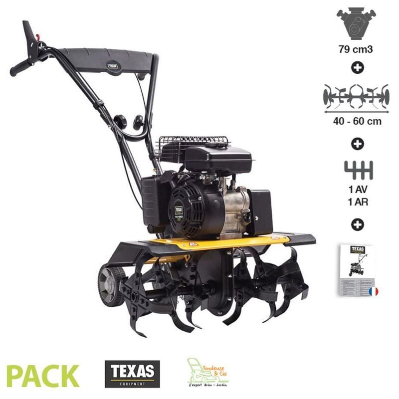 Motobineuse thermique 79 cm3 1,9 cv 2 vitesses travail 40 à 60cm Texas Lilli 365TG