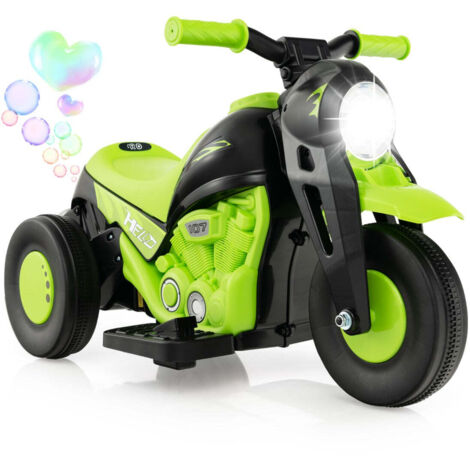 Motocicleta eléctrica de 81 x 36 x 43 cm con pompas de jabón iluminación LED y bocina de moda en verde PP 200012887