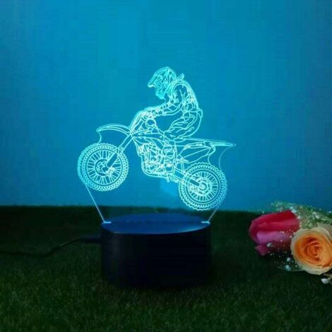 Motocicletta Motocross 3D Illusion Night Light Toys, Lampada da comodino a LED per la casa, Touch e telecomando 16 colori, Regalo di compleanno di Natale per ragazzi, bambini, amici e familiari