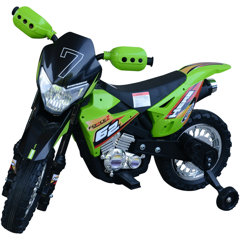 Homcom - Motocross électrique 35 W enfant 3 à 6 ans dim. 109L x 52,5l x 70,5H cm roulettes amovibles vert