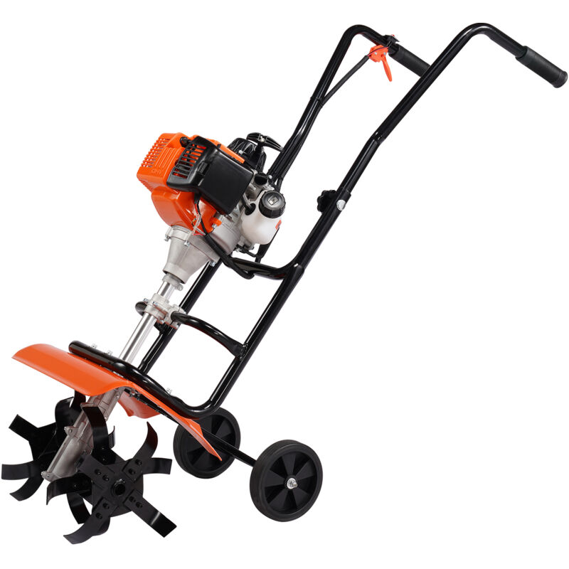 Mophorn - Motoculteur à essence 38CC, 4 temps avec 4 dents avant réglables en acier, pour la culture de la pelouse, du jardin et du sol des champs