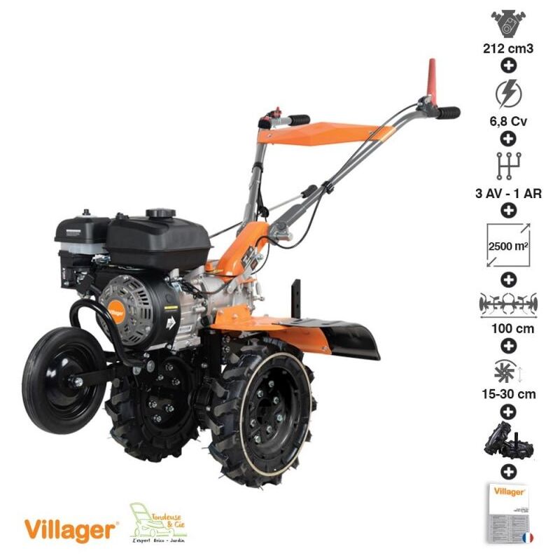 Villager - Motoculteur professionnel 6,8 cv 212 cm3 3 vitesses av 1AR vtb 843 Prime