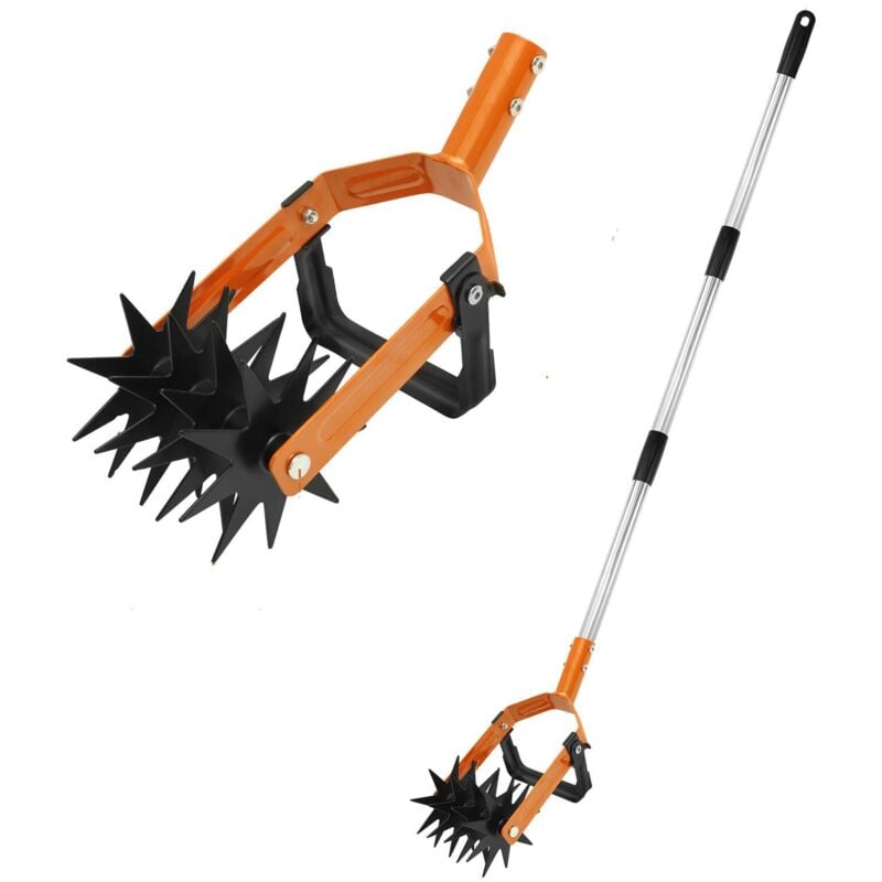 Motoculteur rotatif avec poignée réglable 2 en 1 pour désherber et émietter le sol - Outil de jardinage rotatif à main pour perdre et mélanger le sol