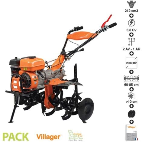 Motoculteur thermique 6,8 cv travail 85cm vitesses 2AV 1AR VILLAGER VTB 8422