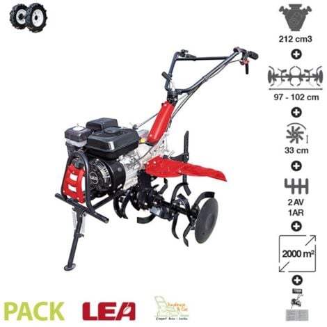 Motoculteur thermique avec roues pneumatiques travail 102cm vitesses 2AV-1AR LEA LE42212-97W21 - Rouge
