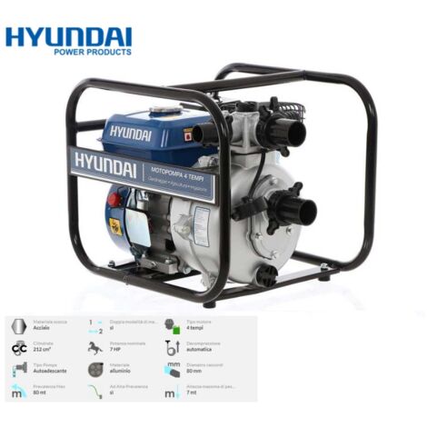 Motopompa/Pompa autoadescante 80m mandata unica 50mm (2 / 2 inch) doppia mandata 2x 38mm (1,5 / 1,5 Inch) Hyundai - 35605