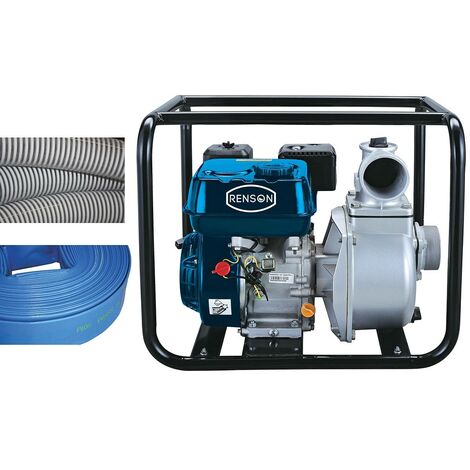 MOTOPOMPE EAUX CLAIRES 60M3/H AVEC FLEXIBLES ASPI ET REFOUL RENSON