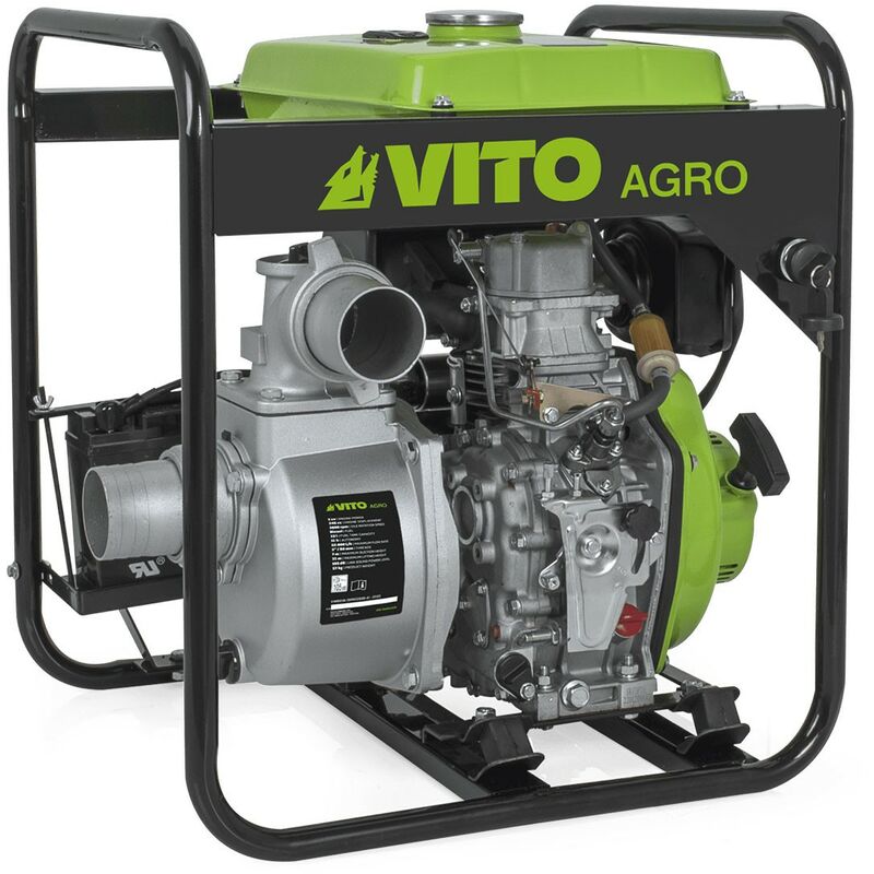 Motopompe Professionnelle Moteur 4T Diesel 5CV Pompe à eau Raccord 3'/80 mm Démarrage électrique Vito