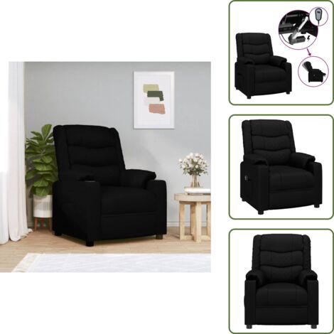Motor eléctrico - vidaXL Sillón reclinable eléctrico de cuero sintético negro - Reposapiés