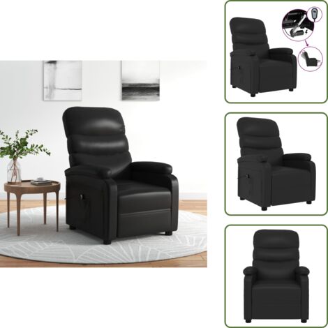 Motor eléctrico - vidaXL Sillón reclinable eléctrico de cuero sintético negro - Reposapiés ajustable