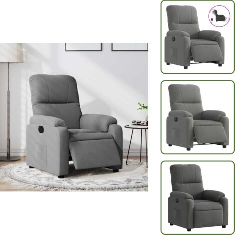 Motor eléctrico - vidaXL Sillón reclinable eléctrico tela de microfibra gris oscuro - Microfibra