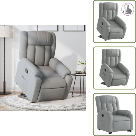 Motor eléctrico - vidaXL Sillón reclinable elevable de tela gris claro - Reposapiés